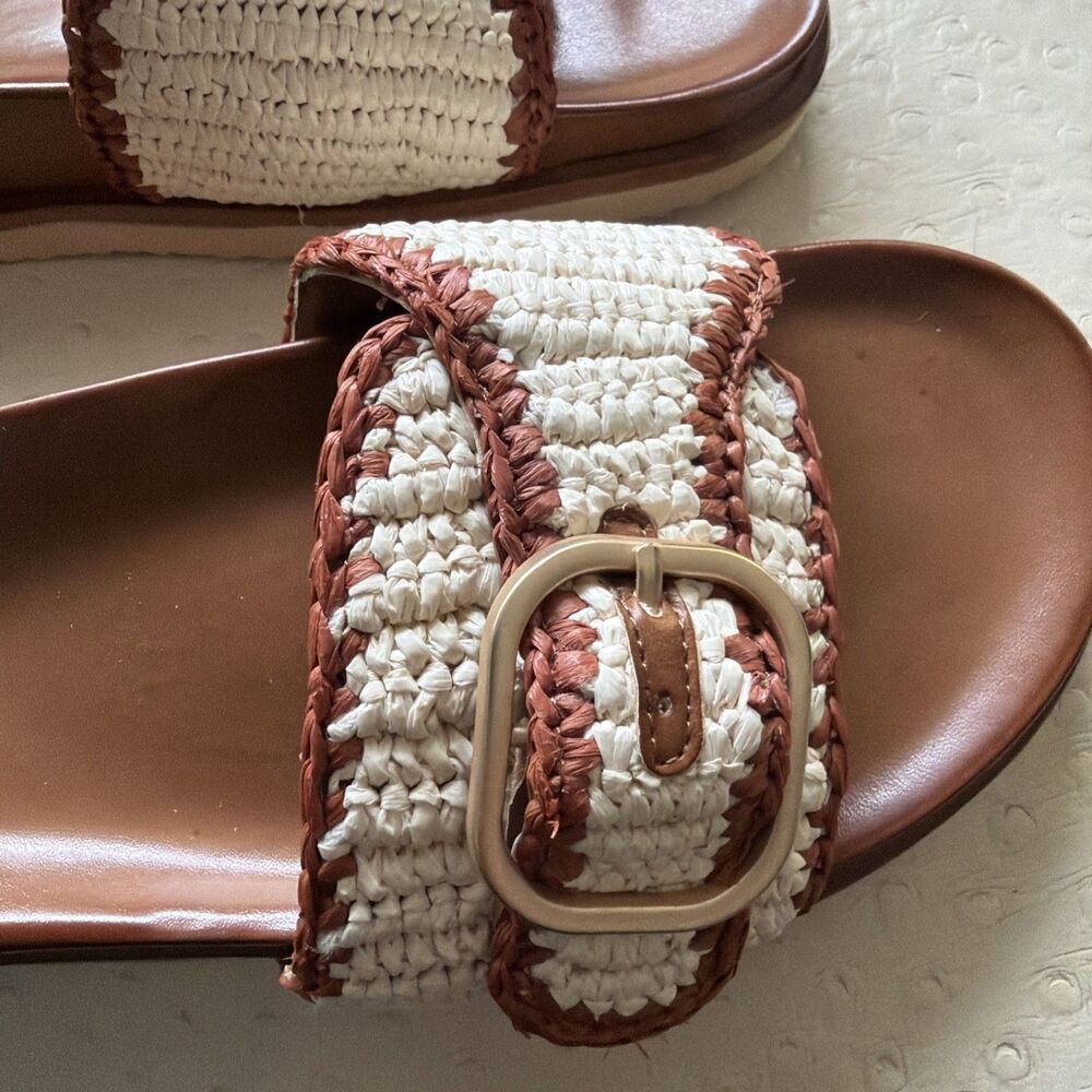 Steve Madden Women's Memphis Raffia Sandal Cognac 8.5 NWOB Boho Festival Cottage - Picture 5 of 6